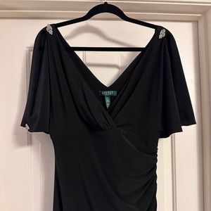 Beautiful Ralph Lauren black, cold shoulder, flutter sleeve evening dress.